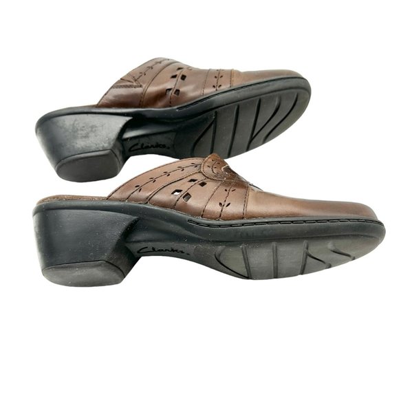 Clarks Bendables Clogs Social Ball 11M Brown Leather - Picture 6 of 8